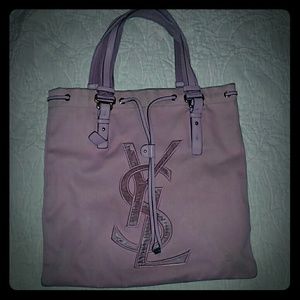 YSL pink canvas and leather tote bag