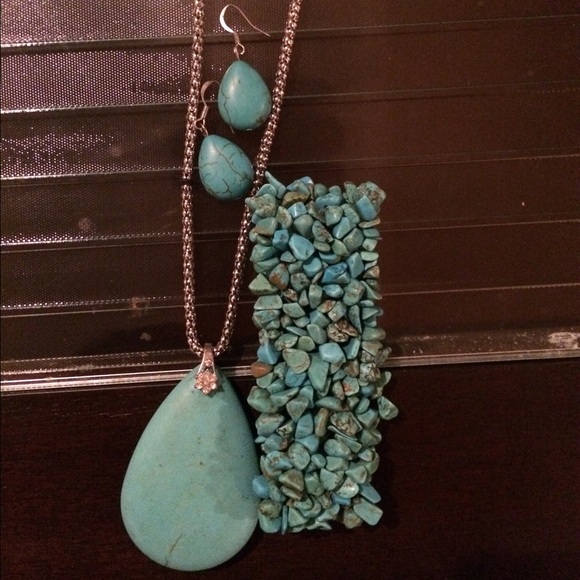 Jewelry - 3 Piece Turquoise Stone Jewelry Set