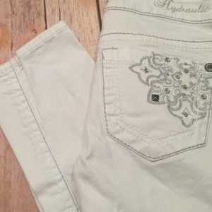 Hydraulic skinny white capris