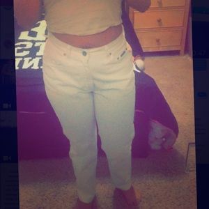 Calvin Klein white high waisted jeans
