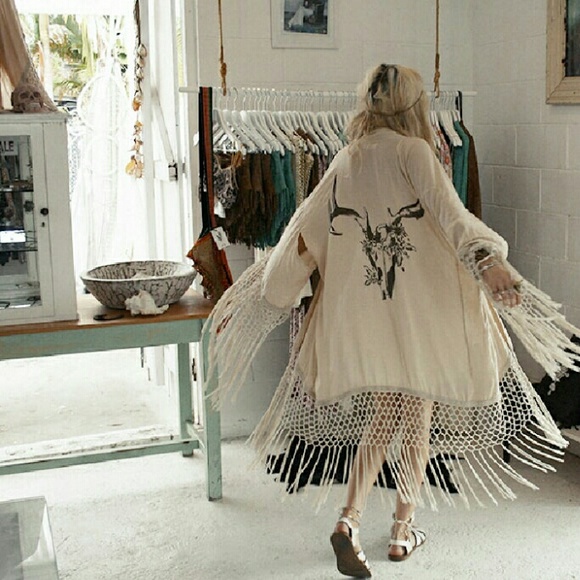 SPELL Tribal Skull Boho Gypsy Kimono