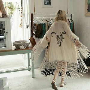 SPELL Tribal Skull Boho Gypsy Kimono