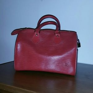 Louis Vuitton red epi leather vintage speedy bag