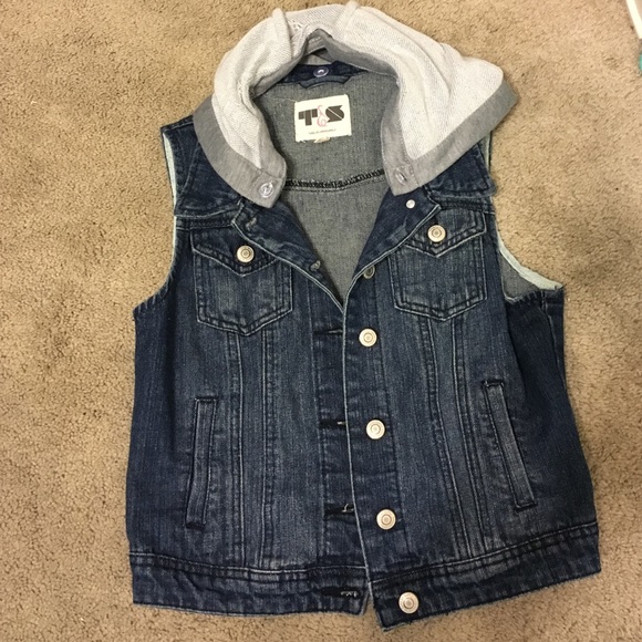 Denim hooded vest