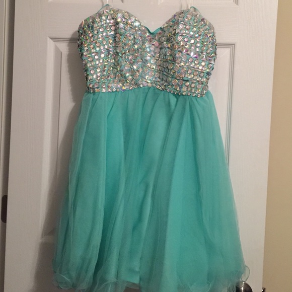 Mint blue prom dress