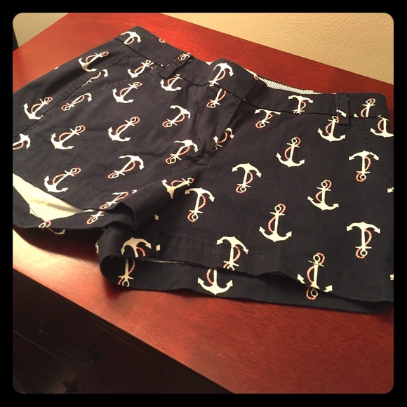 J. Crew Navy Chino Shorts with Anchors! Size 2