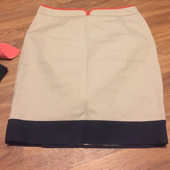 Tan navy orange pencil skirt