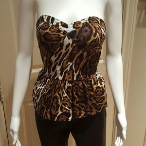 Leopard Print peplum top with bustier