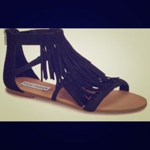 Steve Madden black suede fringe sandals