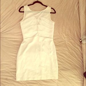 Bebe White Leaf Design Cocktail Dress