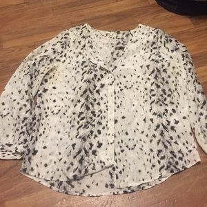 Leopard print silk long sleeve blouse