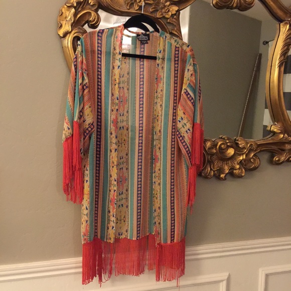 Fringe sheer kimomo