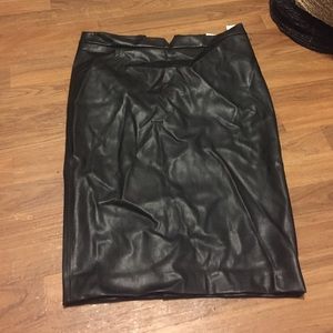 Black leather pencil skirt