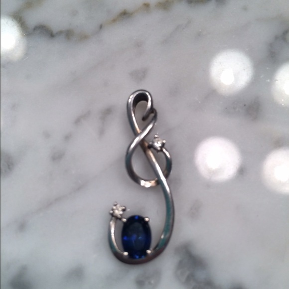 Lab created blue sapphire pendant