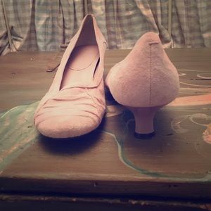Nine West Pink suede kitten heels