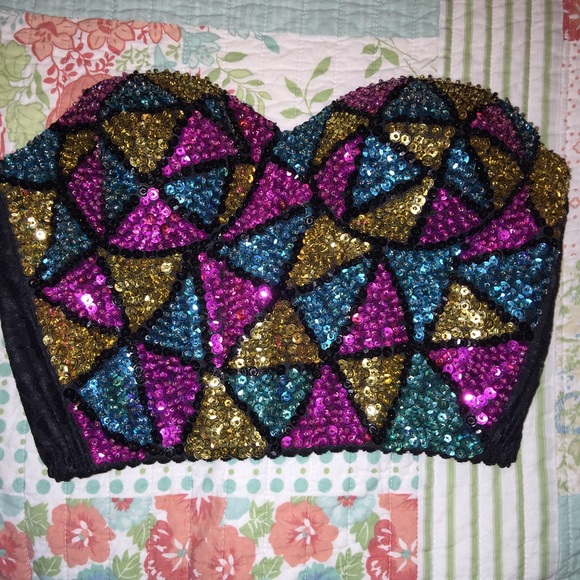 Rave corset sequins size small vintage