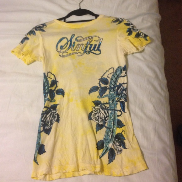 Sinful distressed yellow shirt