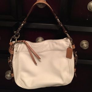 Coach Leather Zoe Hobo w/Tan & Silver accents