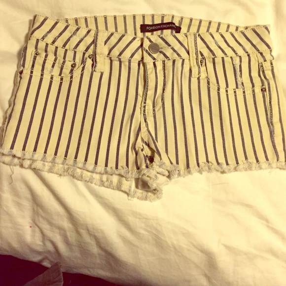 Stripped jean shorts