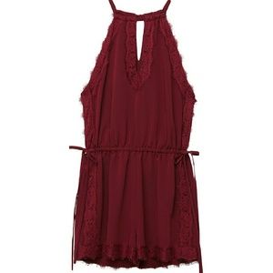 PacSun Kendall and Kylie Maroon Lace Romper