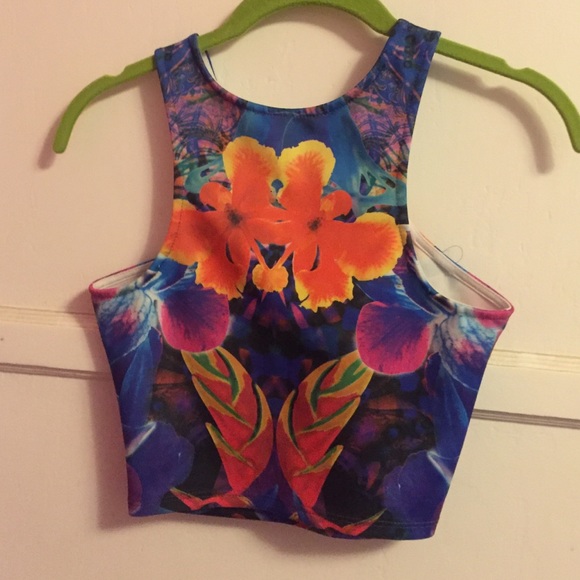 Multi colored scuba crop top - Picture 2 of 2