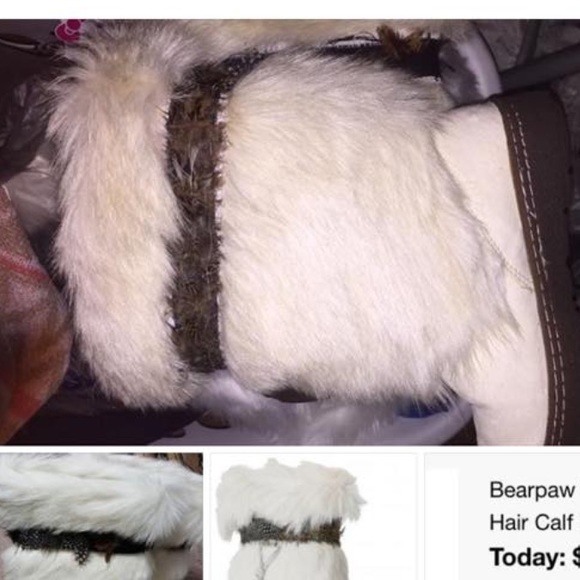 Bearpaw kola II size 8 fur boots in white gorgeous