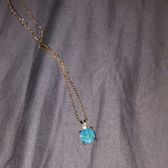Sold.....blue glitter opal necklace