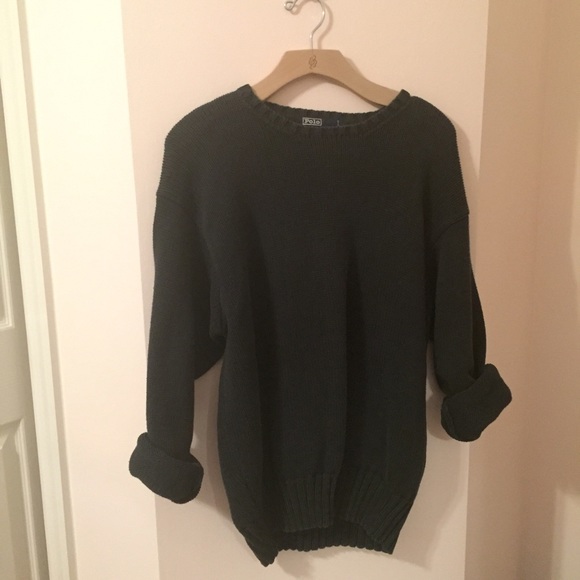 Oversized Forest Green Polo Sweater