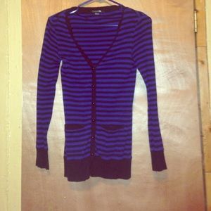Blue and black striped cardigan