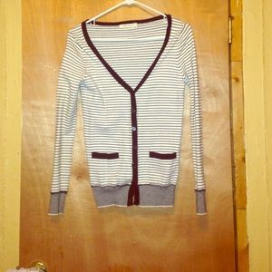 Black and white striped cardigan