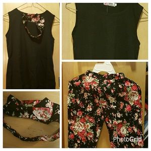 Girl's Fashionable Floral Outfit Set of 3 Pieces