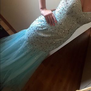 tiffany blue mermaid prom dress