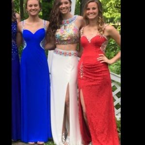 Sherri Hill White Beaded Prom Dress