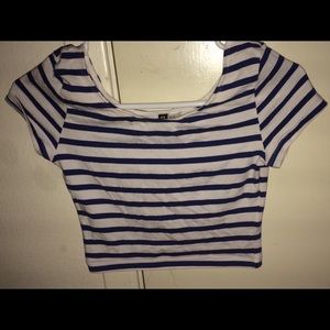 Blue & white striped crop top.