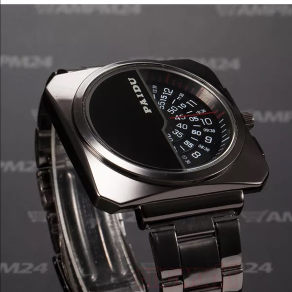 Men's black face watch - Picture 2 of 4