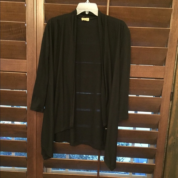 Black Jersey Piko Open Cardigan