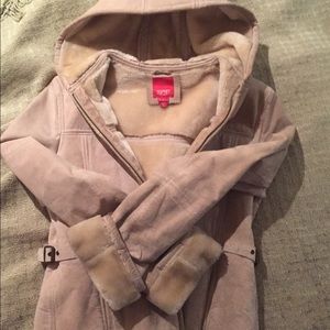 Esprit leather hooded zip up jacket.