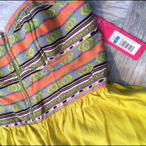 Multi colored Strapless zip up front Dress