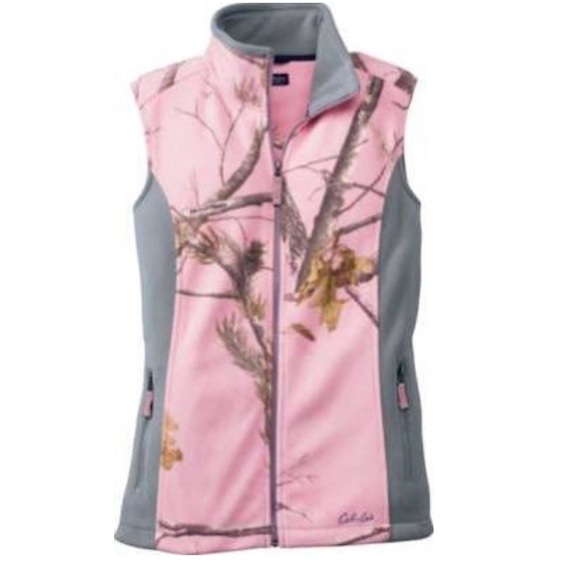 Cabela's Doe Camp Pink Camo Fleece Vest szM