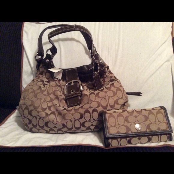 Coach Brown Hobo purse and check book wallet