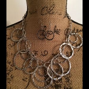 Silver Circle Necklace/Earring Set