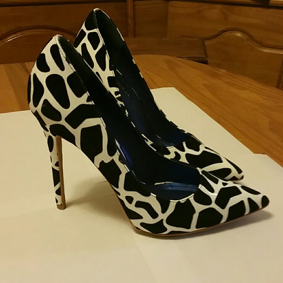 Cow print heels