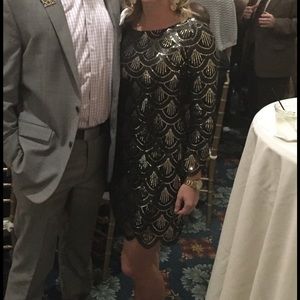 Gianni Bini Black and Gold Sequin Dress