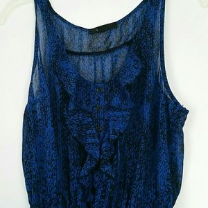 Black and blue ruffle blouse