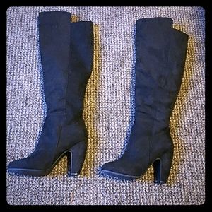 Size nine suade knee high heels