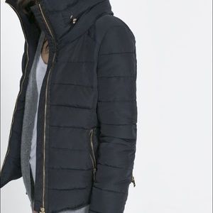 Zara navy puffer jacket