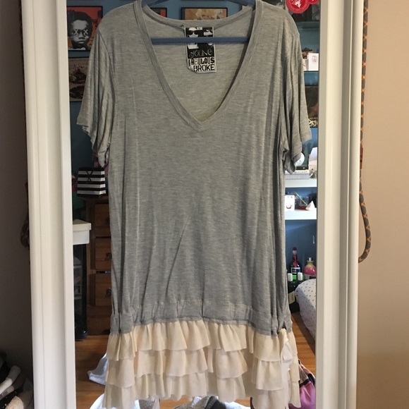 Young Fabulous and Broke gray dress with ruffles