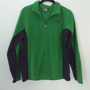 Green and navy fleece quarter zip