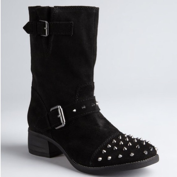 Kelsi Dagger "Ranger" black suede boots w/ studs