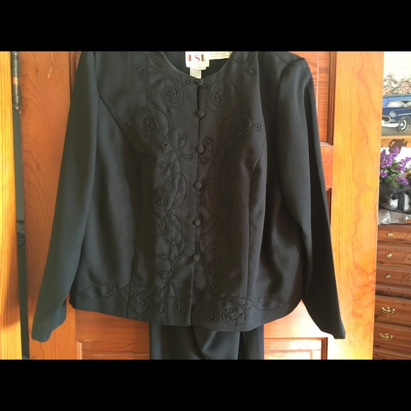 Great work outfit. Black polyester suit.